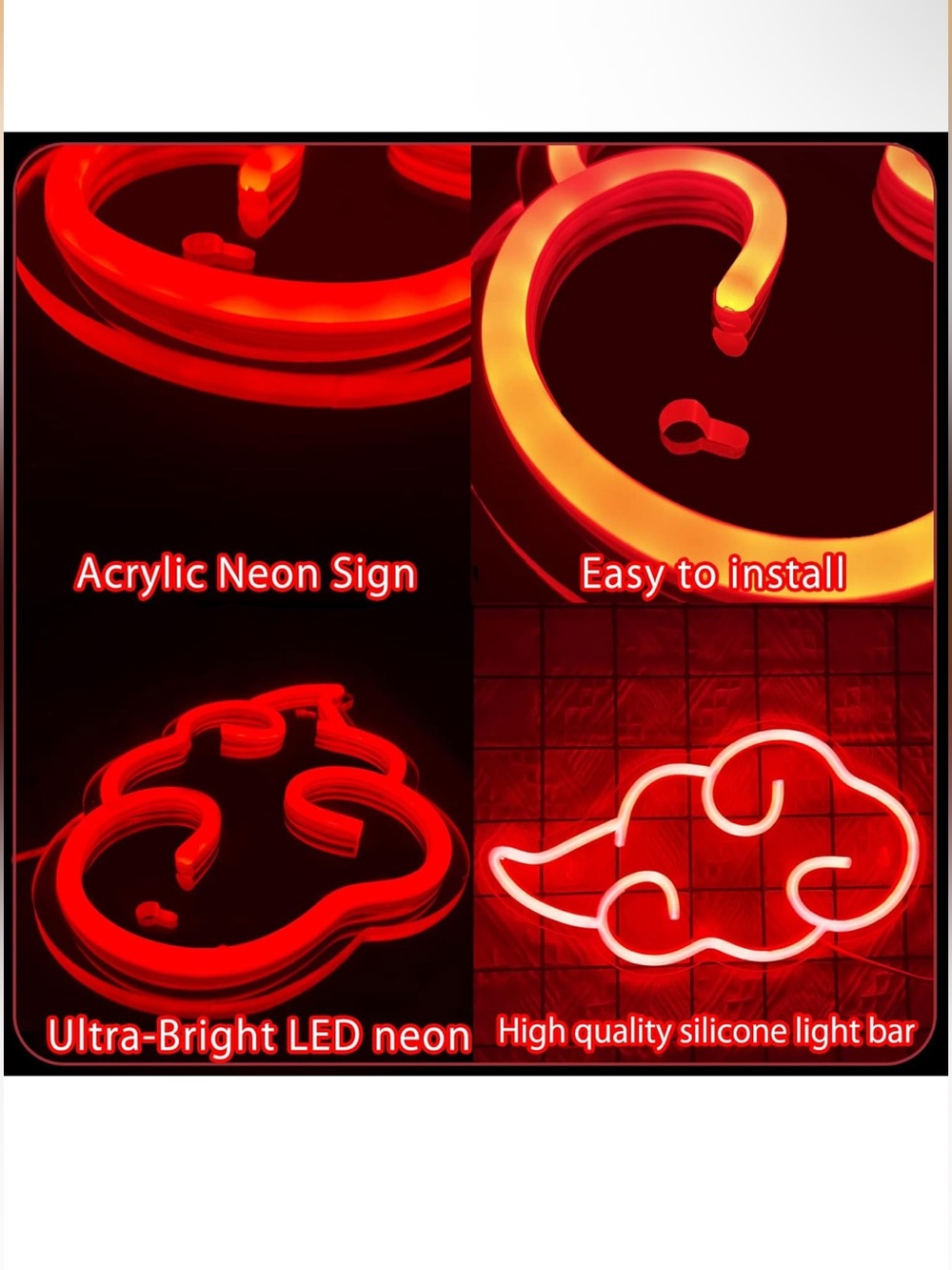 Red Acrylic LED Cloud Neon Sign - Picture 4 of 5